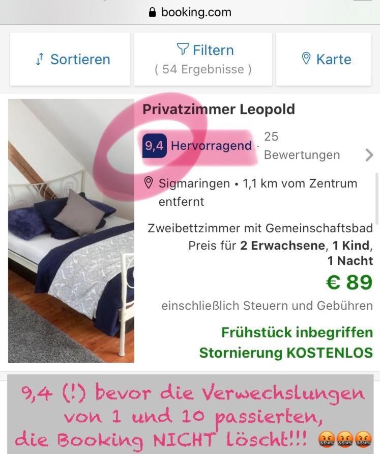 Appartement Privatzimmer Leopold à Sigmaringen Extérieur photo